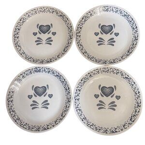 Corelle Blue Hearts Design Dinner Plates 4-Piece Set 10.25" White/Blue FLAW